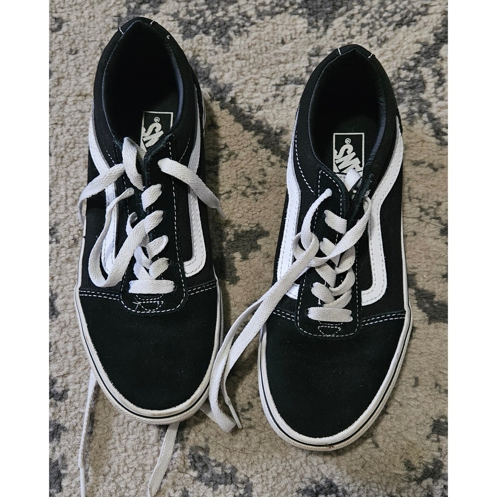 Vans Ward Low Top Black White Suede Canvas Skate Shoes Kids Youth 3.5 500714
